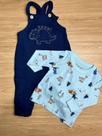 Conjunto Bebês Manga Longa c/ Jardineira Dino Azul Masculino