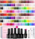 Conjunto Beetles de Esmaltes em Gel para Unhas - 100 Cores com Base e Top Coat