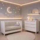Conjunto Berço 2 em 1 vira Mini Cama e Cômoda 6 Gavetas Cozy Branco Quater Móveis Brinde Colchão