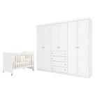 Conjunto Berço Americano Evolution 4 em 1 e Guarda Roupa Casal 6 Portas 4 Gavetas MDF MDP 262cm Conjunto Berço Americano Evolution 4 em 1 e Guarda Roupa Casal 6 Portas 4 Gavetas MDF MDP 262cm