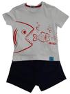 Conjunto Bermuda em Moletin Azul Ref D192635 Tam 1