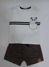 Conjunto Bermuda Listrada Branco Ref D192617 Tam 1