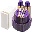 Conjunto Bestluck com 700 Pratos Plásticos Roxos com Borda Dourada Conjunto Bestluck com 700 Pratos Plásticos Roxos com Borda Dourada