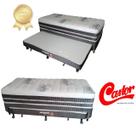 Conjunto Bicama Castor Solteiro King + Colchão Castor Silver Star Tecnopedic One Face (96x203x72) - Linha Alta -Fino Acabamento