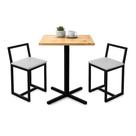 Conjunto Bistrô Baixa Industrial Quadrada Pinus 2 Banquetas Confort