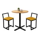 Conjunto Bistrô Baixa Industrial Redonda Pinus 2 Banquetas Confort