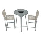 Conjunto Bistrô Champanheira Cinza Tampo Ripado e 2 Banquetas França Corda Náutica Areia