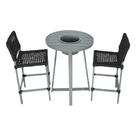 Conjunto Bistrô Champanheira Cinza Tampo Ripado e 2 Banquetas França Corda Náutica Preta