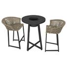 Conjunto Bistrô Champanheira Tampo Ripado e 2 Banquetas Reis Corda Náutica Rami