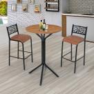 Conjunto Bistrô Dani 2 Banquetas e Mesa Tampo Bp Redondo