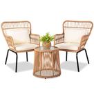 Conjunto Bistro de Vime para Área Externa HOMEZILLIONS 3 Peças Amarelo Bege Conjunto Bistro de Vime para Área Externa HOMEZILLIONS 3 Peças Amarelo Bege