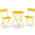 Conjunto Bistro Dobrável de Aço para Área Externa Amarelo Conjunto Bistro Dobrável de Aço para Área Externa Amarelo
