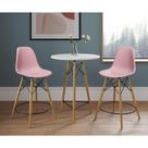 Conjunto Bistrô Eames Eiffel Mesa Branca Com 2 Banquetas Rosas De Madeira - Cor: Branco Conjunto Bistrô Eames Eiffel Mesa Branca Com 2 Banquetas Rosas De Madeira - Cor: Branco