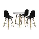 Conjunto Bistrô Eames Eiffel Mesa Branca com 3 Banquetas Pretas de Madeira Conjunto Bistrô Eames Eiffel Mesa Branca com 3 Banquetas Pretas de Madeira