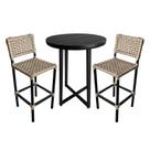 Conjunto Bistro Garden Tulipa Preto com 2 Banquetas Champanhe em Corda Náutica Linha França