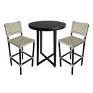Conjunto Bistro Gourmet Tulipa Aluminio com 2 Banquetas Juta em Corda Náutica França