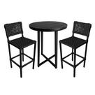 Conjunto Bistro Gourmet Tulipa Aluminio com 2 Banquetas Pretas em Corda Náutica França