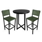 Conjunto Bistro Gourmet Tulipa Aluminio com 2 Banquetas Verde Musgo em Corda Náutica França