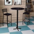 Conjunto Bistrô Mesa com 2 Banquetas Altas Morumbi Preto e Tampo Preto