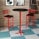 Conjunto Bistrô Mesa com 2 Banquetas Altas Morumbi Vermelho e Tampo Preto