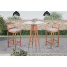 Conjunto Bistrô Mesa Jade Tampo Laqueado Com 2 Banquetas Helena Linho Bege