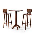 Conjunto Bistrô Mesa Quadrada Alta com 2 Banquetas de Madeira Lisboa Imbuia Melhor Móvel