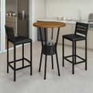 Conjunto Bistrô Mesa Redonda com 2 Banquetas Madeira Maciça e Aço Barcelona Preto/Nature Conjunto Bistrô Mesa Redonda com 2 Banquetas Madeira Maciça e Aço Barcelona Preto/Nature