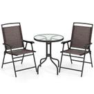 Conjunto Bistrô para Jardim Goplus 3 Peças com Cadeiras Dobráveis e Mesa de Vidro