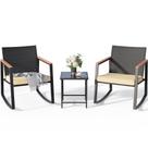 Conjunto Bistro para Pátio Gizoon de 3 Peças com Cadeiras de Balanço em Vime