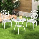 Conjunto Bistro para Varanda Z1UVDFUR em Alumínio Fundido 3 Peças Branco Conjunto Bistro para Varanda Z1UVDFUR em Alumínio Fundido 3 Peças Branco