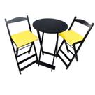 Conjunto Bistro Preto com Estofado Amarelo Conjunto Bistro Preto com Estofado Amarelo