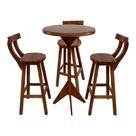 Conjunto Bistrô Tampo Redondo com 3 Banquetas de Madeira Imbuia