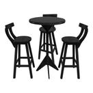 Conjunto Bistrô Tampo Redondo com 3 Banquetas de Madeira Preto