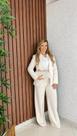 Conjunto Blazer Forrado Calça Pantalona Tecido Marrante B&C Cor:Off WhiteTamanho:P