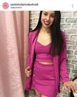 conjunto blazer+saia+croped rosa