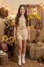Conjunto Blogueirinha Boiadeira Estrelada Dourado para Festas Country