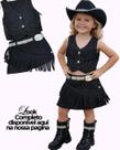 Conjunto Blogueirinha Boiadeira Maraisa Jeans Preto