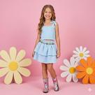 Conjunto Blogueirinha Clarissa Azul Bebê - Blusinha, Saia e Cinto Conjunto Blogueirinha Clarissa Azul Bebê - Blusinha, Saia e Cinto