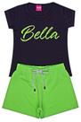 Conjunto Blusa Bella com Shorts Verde Neon