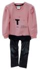 Conjunto Blusa Bordada + Calça Cirre Menina Paraiso Rf 13179