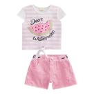 Conjunto Blusa Boxy e Short em Sarja Rosa