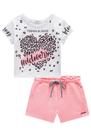 Conjunto blusa boxy em meia malha e shorts em moletom