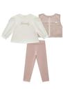 Conjunto Blusa Colete e Legging Algodão Estilosa Rosa Menina