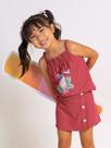Conjunto blusa com alça e short-saia