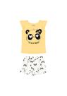 Conjunto blusa com glitter e shorts panda