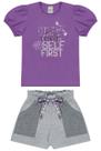 Conjunto Blusa Com Lantejoula Mais Short Clochard Infantil Feminino