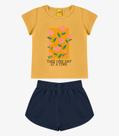 Conjunto Blusa com Shorts Meia Malha Rovi Kids Laranja