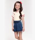 Conjunto Blusa Com Shorts Saia Jeans Trick Nick Bege
