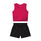 Conjunto Blusa Cropped e Short Em Moletinho Nina Go