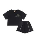 Conjunto Blusa Cropped E Shorts Menina Juvenil Efeito Relevo